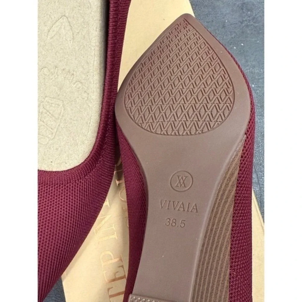 Vivaia Wedge Heel Knit Pointed Toe Slip On‎  Shoes Burgundy EU/38.5 US/7.5